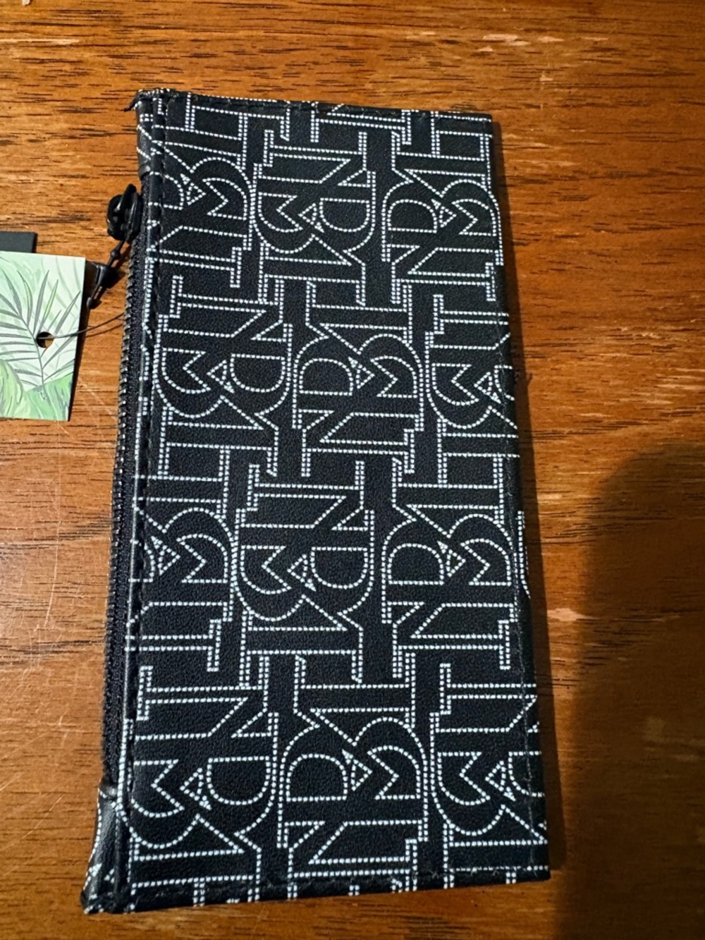 Badgley Mischka Black and White Logo Zip Card Holder